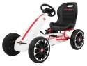 Gokart ABARTH na pedały dla dzieci Biały + Koła EVA + Hamulec ręczny + Wolny bieg