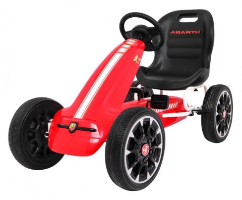 Gokart ABARTH na pedały dla dzieci Czerwony + Koła EVA + Hamulec ręczny + Wolny bieg