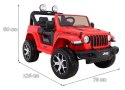 Jeep Wrangler Rubicon na akumulator dla dzieci Czerwony + Pilot + Radio MP3 LED + Koła EVA