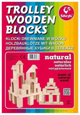 Klocki drewniane naturalne w wózku