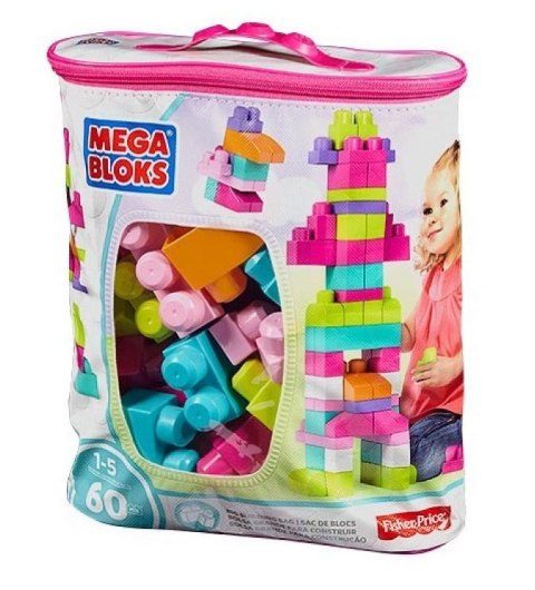 Mega Bloks Duża ECO torba z klockami różowa