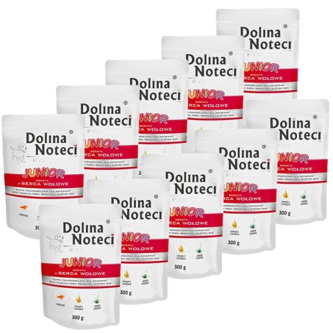 Dolina Noteci Premium JUNIOR bogata w serca wołowe saszetka 10x300 g Dolina Noteci