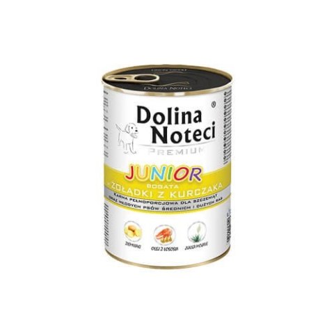 Dolina Noteci Premium Junior bogata w żołądki z kurczaka 400 g Dolina Noteci