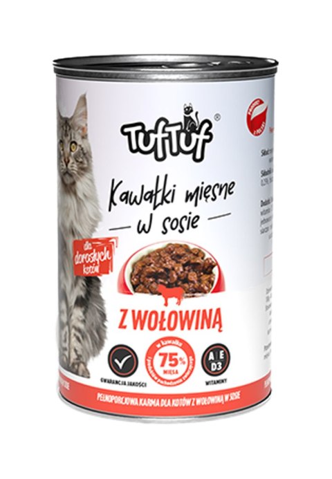 TUF TUF KOT kawałki mięsne z wołowiną 415g Tuf Tuf