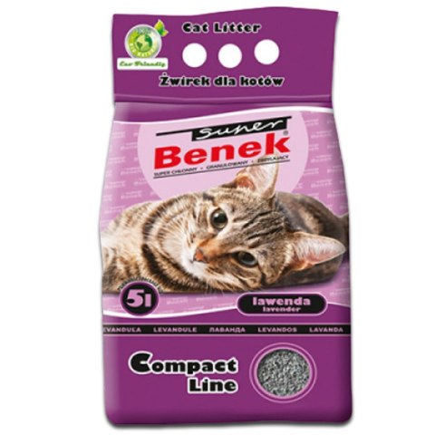 Żwirek dla kota bentonitowy Super Benek COMPACT LAWENDOWY 5l Benek