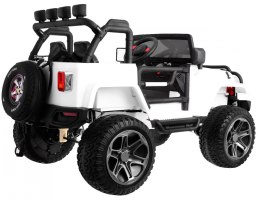 Auto terenowe typu jeep Monster 4x4 dla dzieci Biały + Pilot + Regulacja siedzenia + Wolny Start + MP3 LED + Bagażnik + Plecak