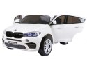 BMW X6M XXL dla 2 dzieci Biały + Pilot + Ekoskóra + Pasy + Wolny Start + MP3 USB + LED