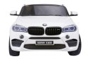 BMW X6M XXL dla 2 dzieci Biały + Pilot + Ekoskóra + Pasy + Wolny Start + MP3 USB + LED