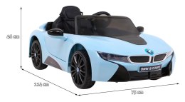 BMW I8 Lift Auto na akumulator Niebieski + Pilot + Wolny Start + 3-pkt pasy + MP3 USB + LED